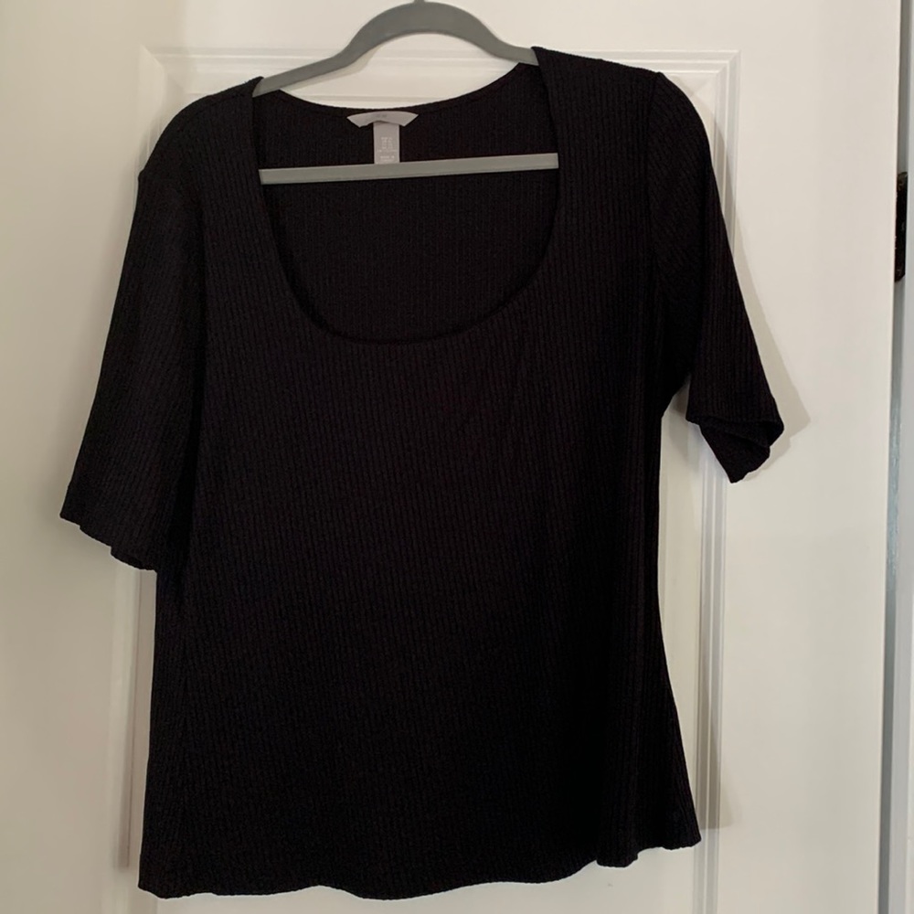 H&M black ribbed shirt XL